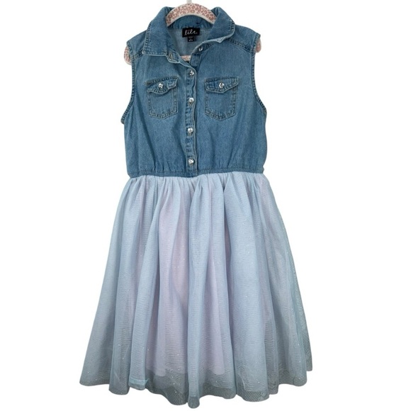 lilt Other - LILT Girls' Little Denim to Mesh Dress 100% Cotton size 10/12